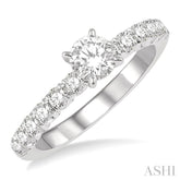1/2 ctw Round Cut Diamond Semi-Mount Engagement Ring in 14K White Gold